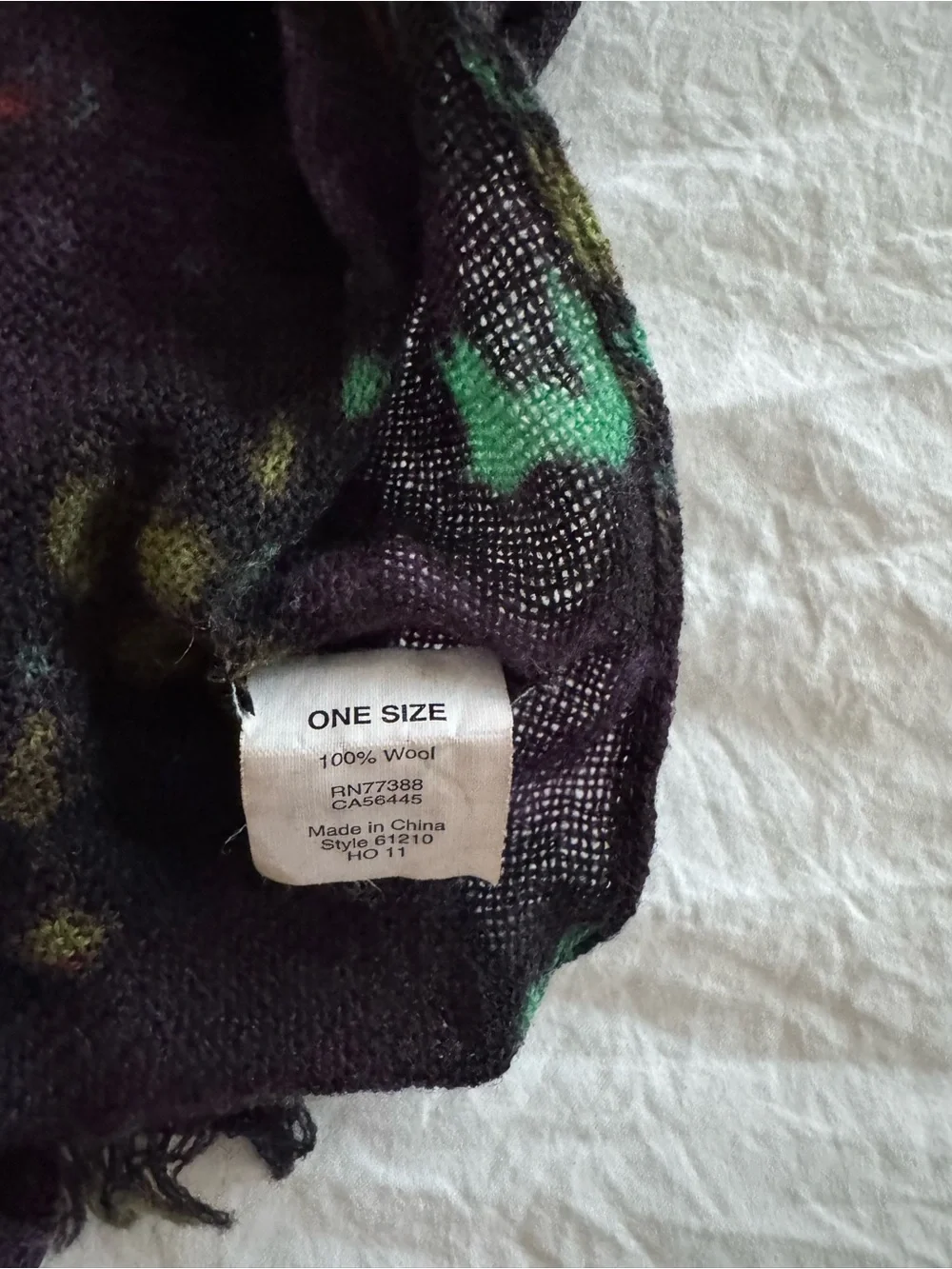 J. Crew 100% Wool Scarf Purple Green Olive Abstract Plaid Fringe